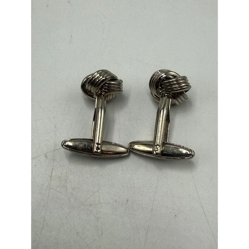 Vintage Silver Tone Love Knot Cufflinks Mens Formal Wedding Business Accessory